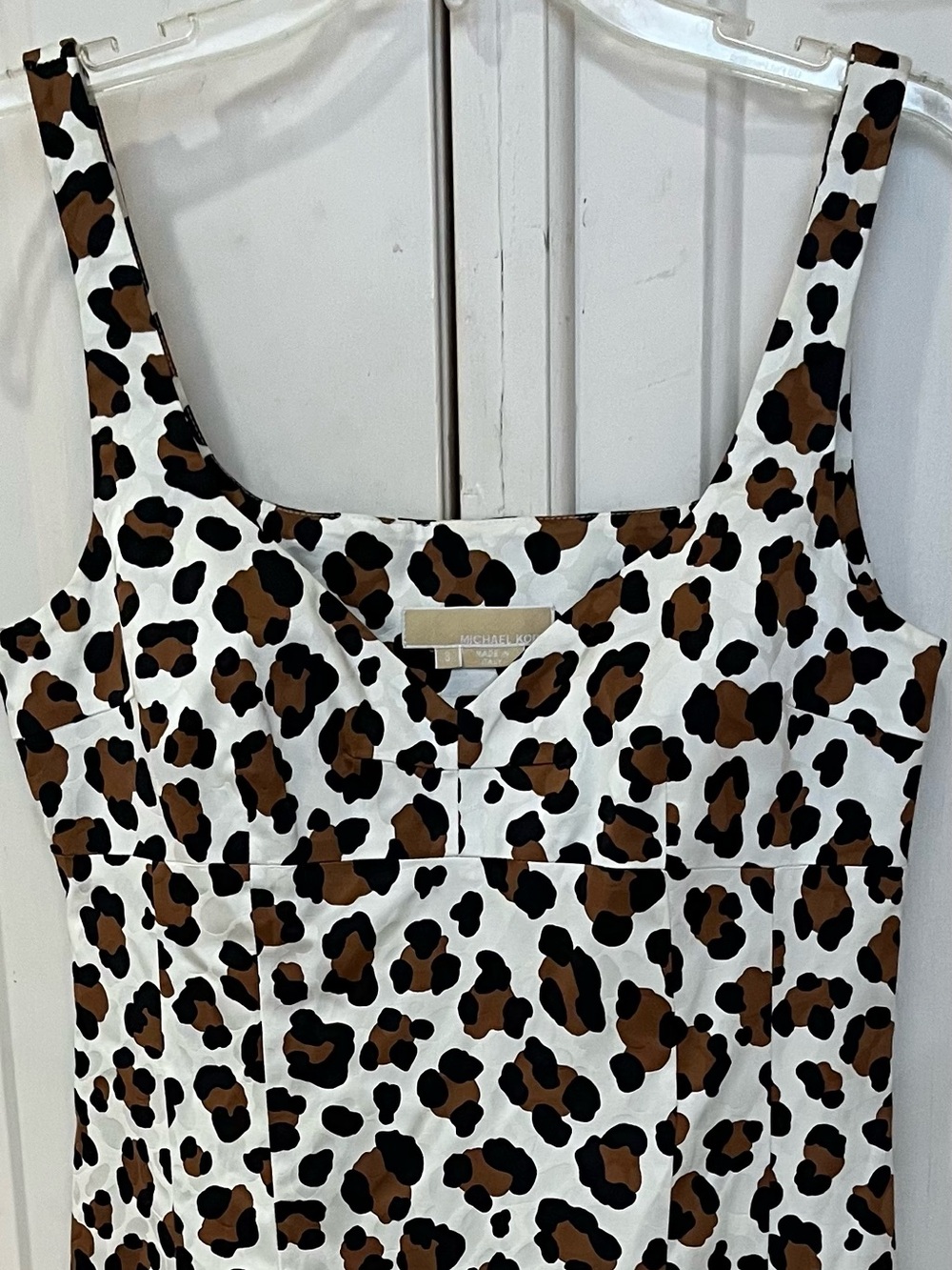 Michael Kors Collection Cotton Blend Sleeveless Leopard Sheath Dress From Italy